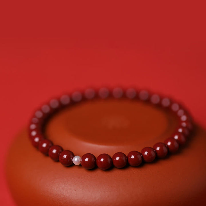 Braccialetto di perle di cinabro e zucca con Buddha Stones e perle di benedizione - image 11