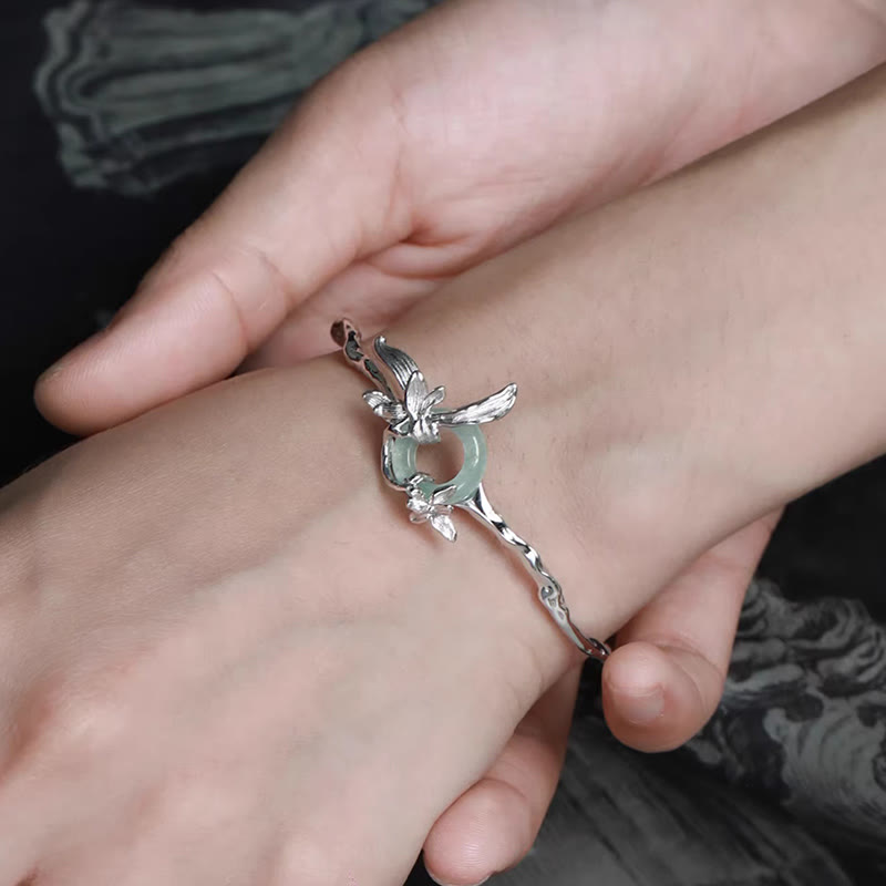 Bracciale di protezione in giada e quarzite con fibbia della pace in argento sterling 925 Buddha Stones - image 2