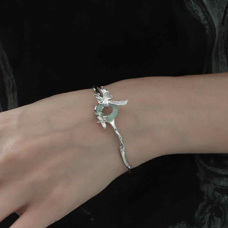 Bracciale di protezione in giada e quarzite con fibbia della pace in argento sterling 925 Buddha Stones - image 3