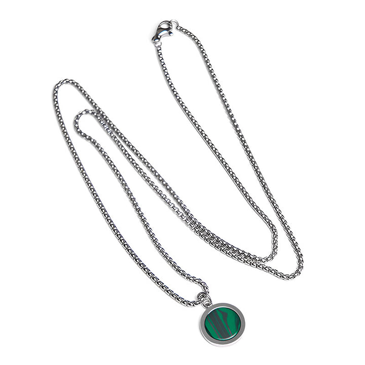 Collana con ciondolo di purificazione in pietra naturale Buddha Stones, occhio di tigre, lazurite, malachite e acciaio al titanio.