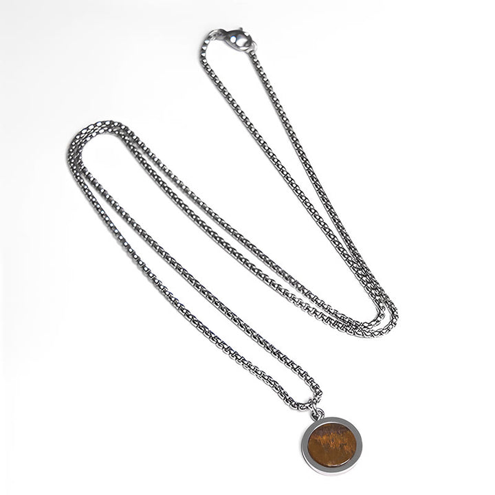 Collana con ciondolo di purificazione in pietra naturale Buddha Stones, occhio di tigre, lazurite, malachite e acciaio al titanio.