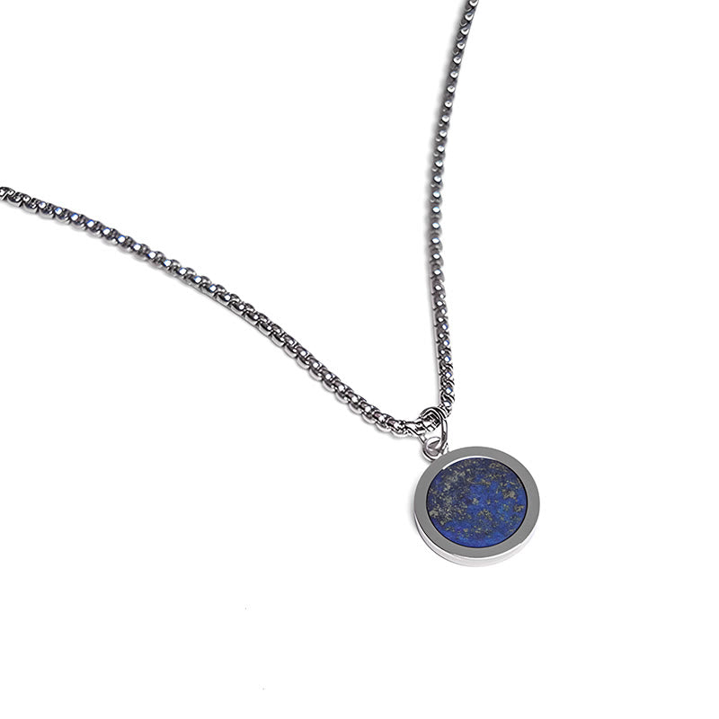 Collana con ciondolo di purificazione in pietra naturale Buddha Stones, occhio di tigre, lazurite, malachite e acciaio al titanio.