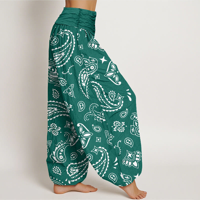 Pantaloni harem da donna con elastico in vita e motivo paisley casual classico Buddha Stones - image 2