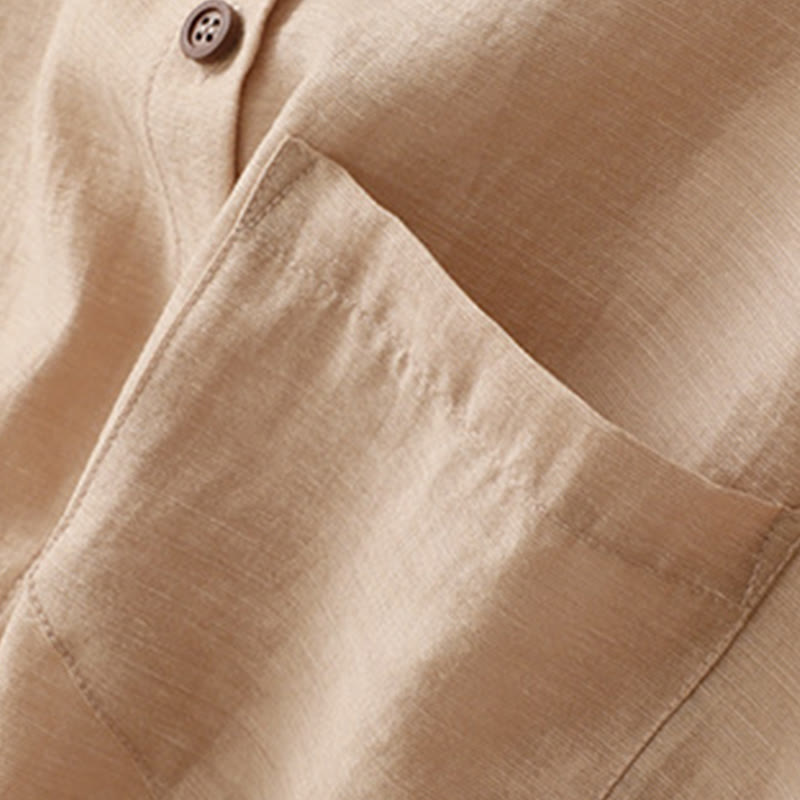 Set da donna in cotone e lino con tasche, 2 pezzi, camicia a maniche corte, gonna lunga 7-8 , Buddha Stones - image 18