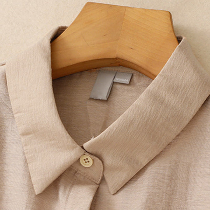 Set da donna in cotone e lino con tasche, 2 pezzi, camicia a maniche corte, gonna lunga 7-8 , Buddha Stones - image 17