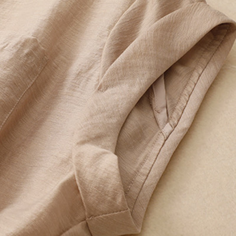 Set da donna in cotone e lino con tasche, 2 pezzi, camicia a maniche corte, gonna lunga 7-8 , Buddha Stones - image 19