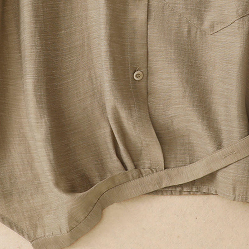 Set da donna in cotone e lino con tasche, 2 pezzi, camicia a maniche corte, gonna lunga 7-8 , Buddha Stones - image 6