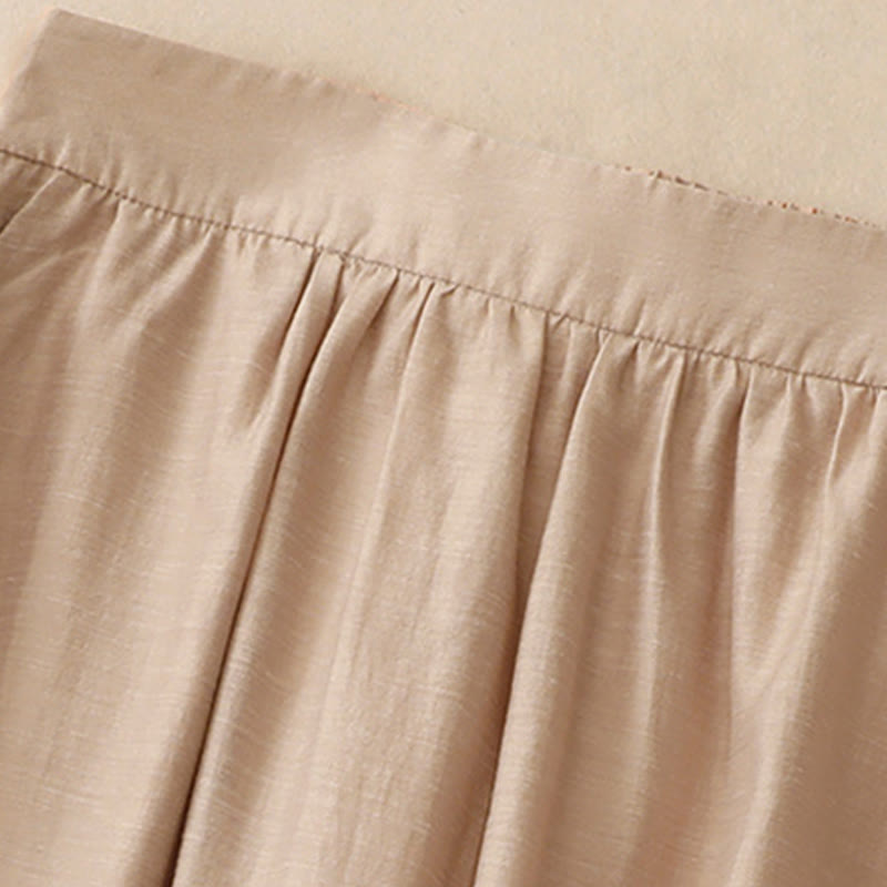 Set da donna in cotone e lino con tasche, 2 pezzi, camicia a maniche corte, gonna lunga 7-8 , Buddha Stones - image 22