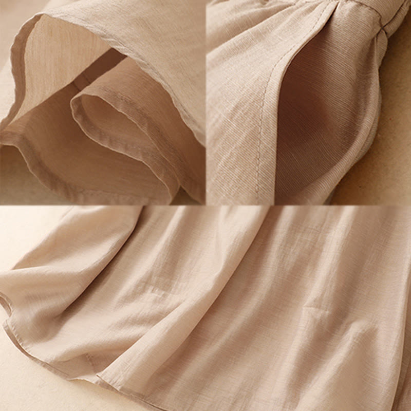 Set da donna in cotone e lino con tasche, 2 pezzi, camicia a maniche corte, gonna lunga 7-8 , Buddha Stones - image 23