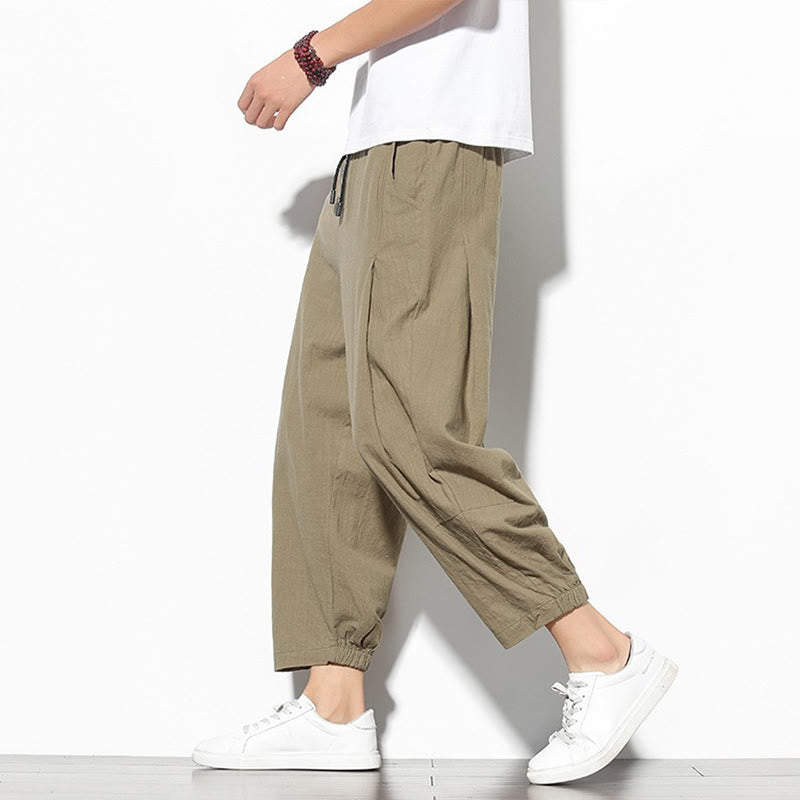 Pantaloni a carota in cotone e lino con tasche, da uomo, lunghezza 7-8, modello Buddha Stones - BurlyWood - US/UK/AU46, EU56 (5XL) - image 1