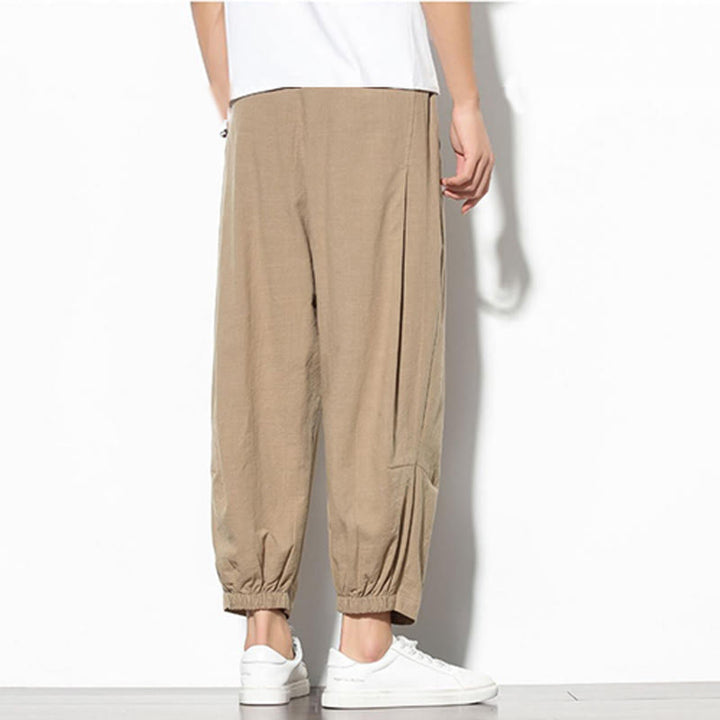 Pantaloni a carota in cotone e lino con tasche, da uomo, lunghezza 7-8, modello Buddha Stones - image 7