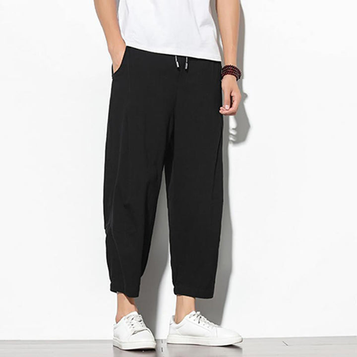 Pantaloni a carota in cotone e lino con tasche, da uomo, lunghezza 7-8, modello Buddha Stones - image 20