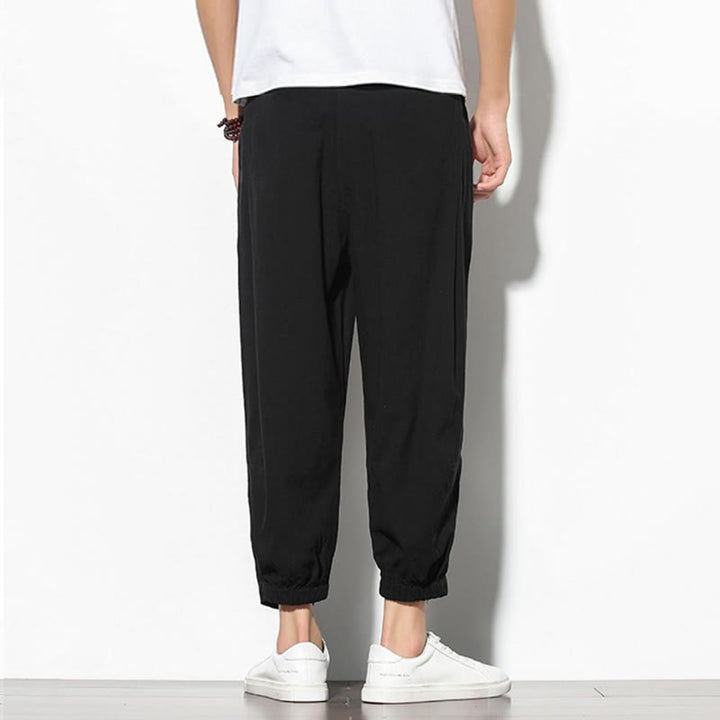 Pantaloni a carota in cotone e lino con tasche, da uomo, lunghezza 7-8, modello Buddha Stones - image 18