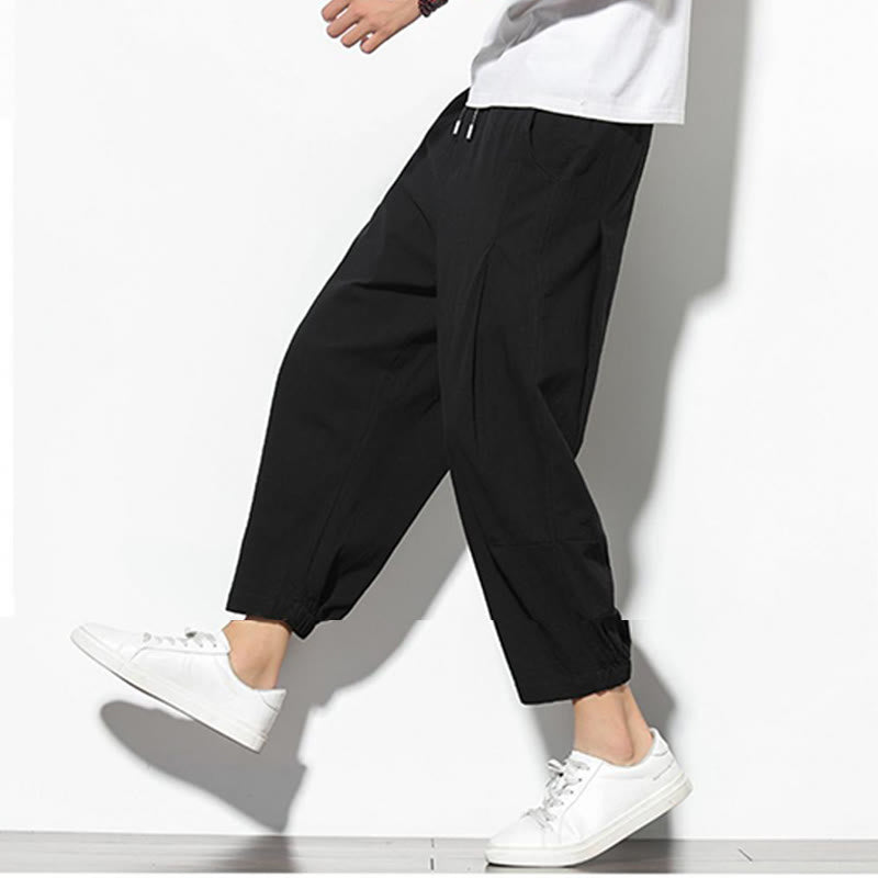 Pantaloni a carota in cotone e lino con tasche, da uomo, lunghezza 7-8, modello Buddha Stones - image 21