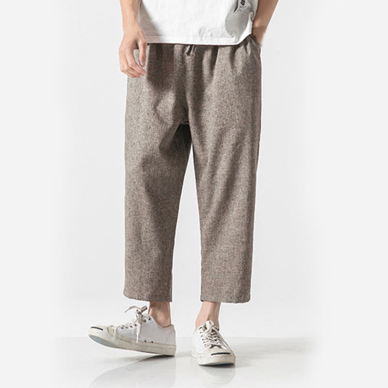 Pantaloni da uomo in cotone e lino con tasche, lunghezza 7-8, Buddha Stones Summer Plain - image 7