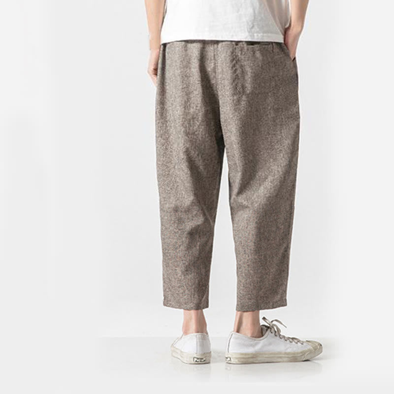 Pantaloni da uomo in cotone e lino con tasche, lunghezza 7-8, Buddha Stones Summer Plain - image 5
