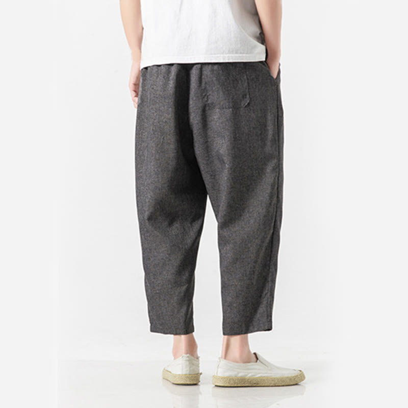 Pantaloni da uomo in cotone e lino con tasche, lunghezza 7-8, Buddha Stones Summer Plain - image 14