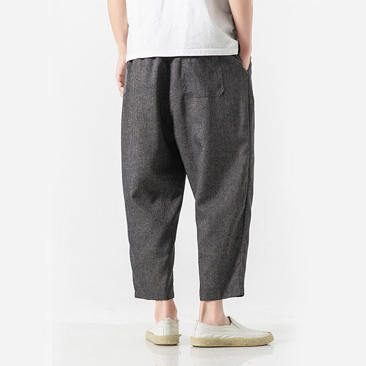 Pantaloni da uomo in cotone e lino con tasche, lunghezza 7-8, Buddha Stones Summer Plain - image 14
