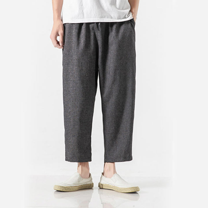 Pantaloni da uomo in cotone e lino con tasche, lunghezza 7-8, Buddha Stones Summer Plain - image 16