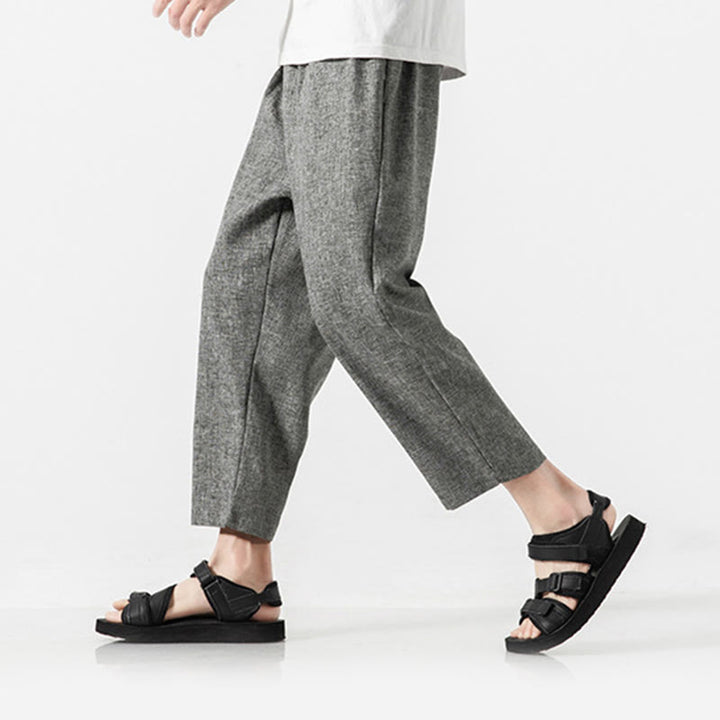 Pantaloni da uomo in cotone e lino con tasche, lunghezza 7-8, Buddha Stones Summer Plain - image 20