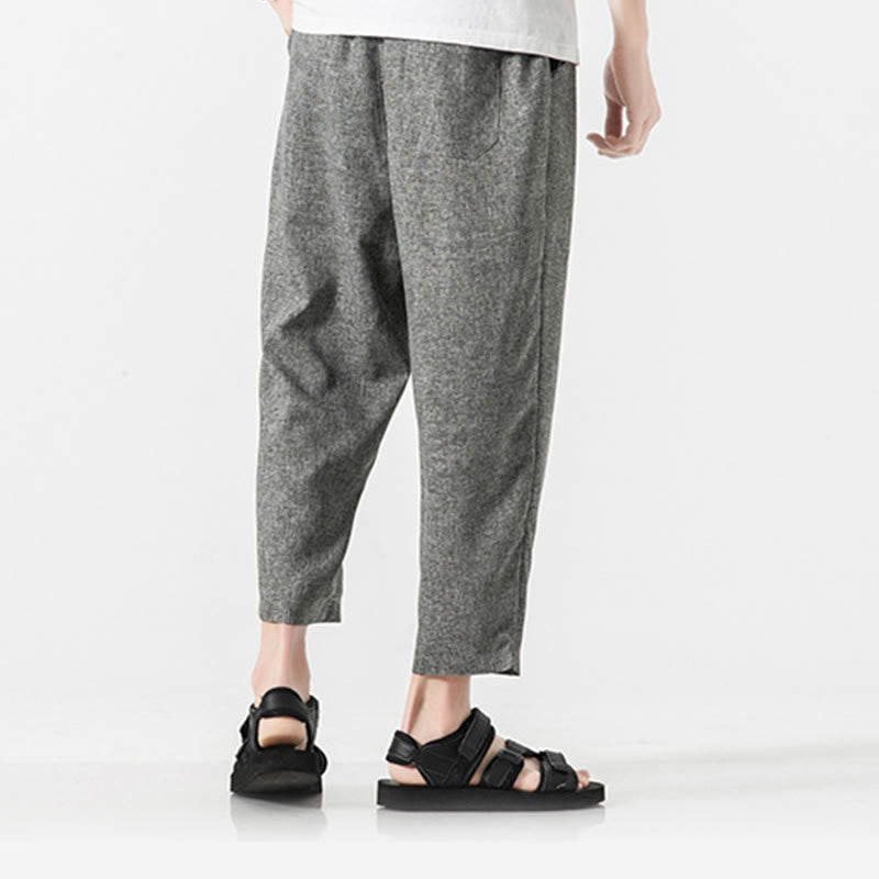 Pantaloni da uomo in cotone e lino con tasche, lunghezza 7-8, Buddha Stones Summer Plain - image 22