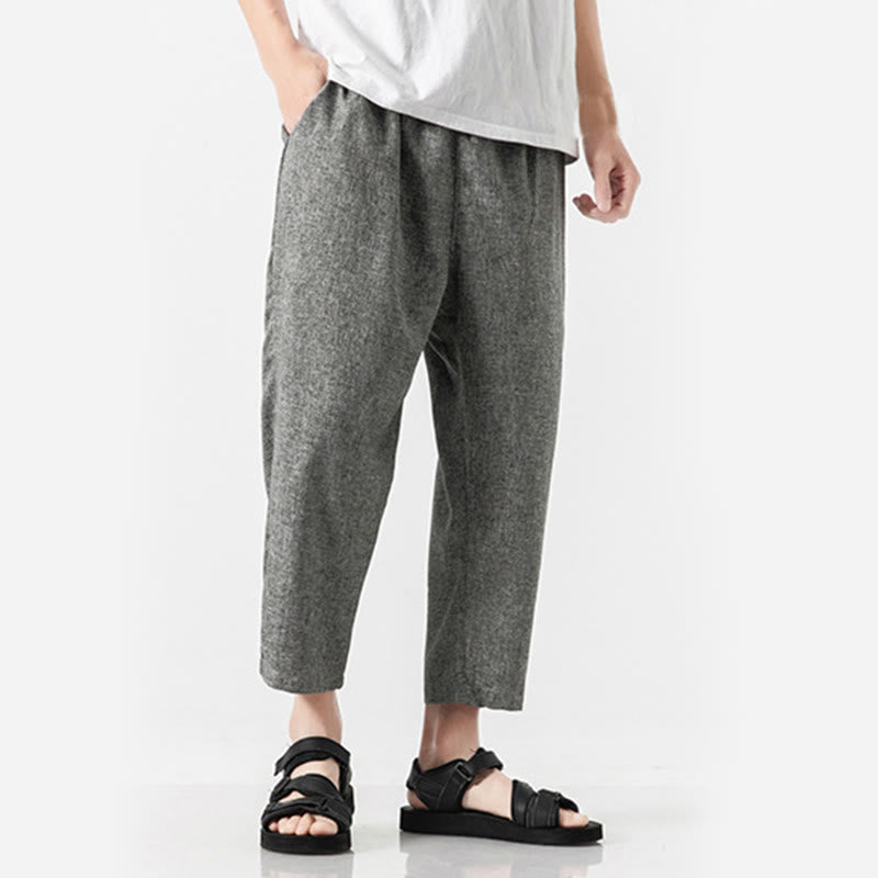 Pantaloni da uomo in cotone e lino con tasche, lunghezza 7-8, Buddha Stones Summer Plain - image 23