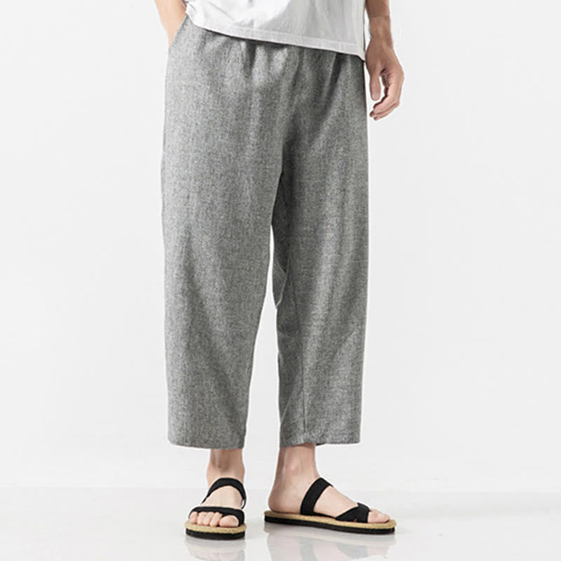 Pantaloni da uomo in cotone e lino con tasche, lunghezza 7-8, Buddha Stones Summer Plain - image 29