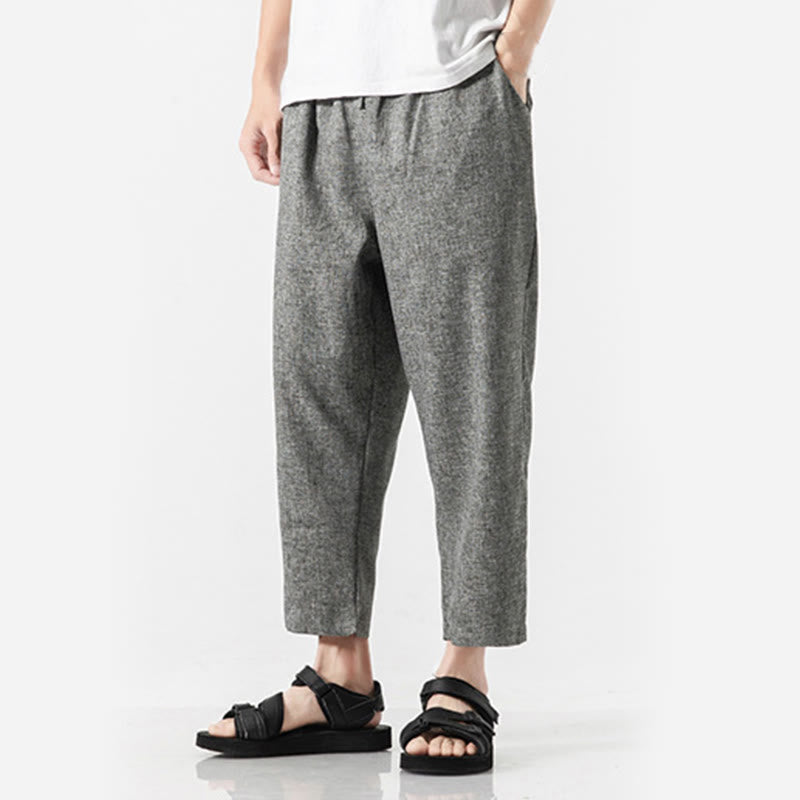 Pantaloni da uomo in cotone e lino con tasche, lunghezza 7-8, Buddha Stones Summer Plain - image 21