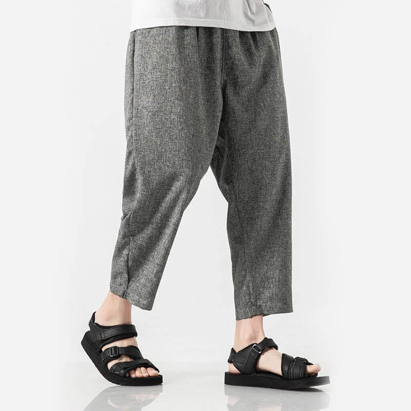 Pantaloni da uomo in cotone e lino con tasche, lunghezza 7-8, Buddha Stones Summer Plain - image 19