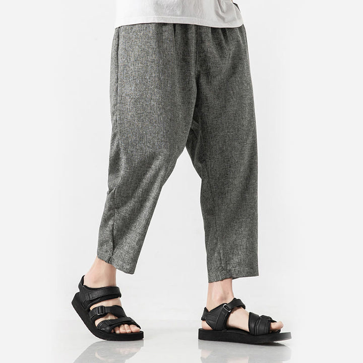 Pantaloni da uomo in cotone e lino con tasche, lunghezza 7-8, Buddha Stones Summer Plain - image 19