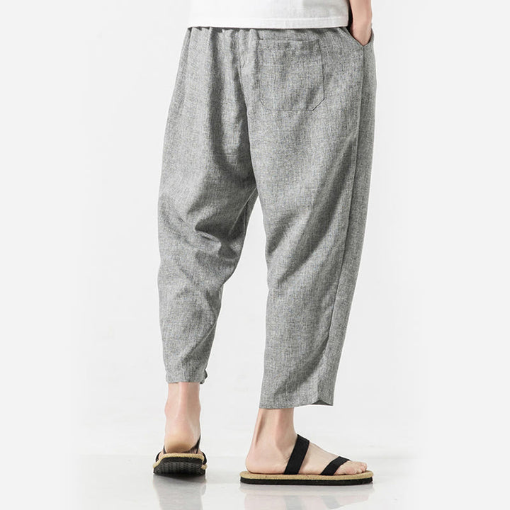 Pantaloni da uomo in cotone e lino con tasche, lunghezza 7-8, Buddha Stones Summer Plain - image 28