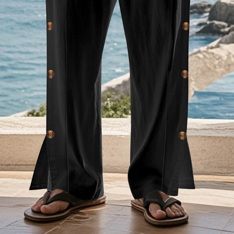 Pantaloni da uomo in cotone con tasche e bottoni laterali in tinta unita con Buddha Stones - image 16