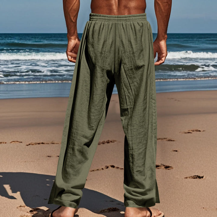 Pantaloni da uomo in cotone con tasche e bottoni laterali in tinta unita con Buddha Stones - image 25