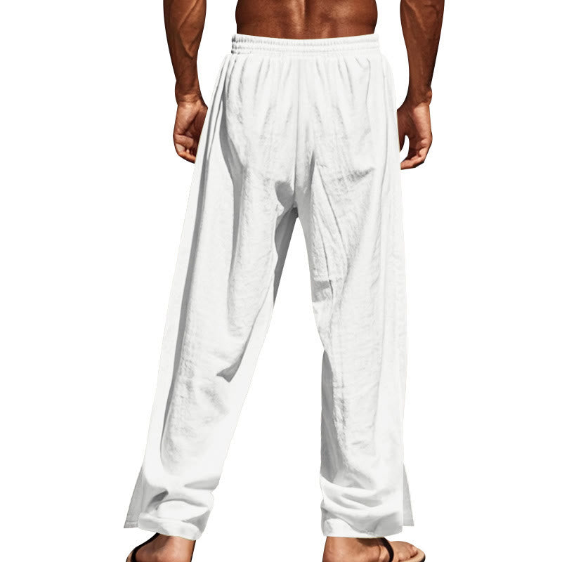 Pantaloni da uomo in cotone con tasche e bottoni laterali in tinta unita con Buddha Stones - image 68