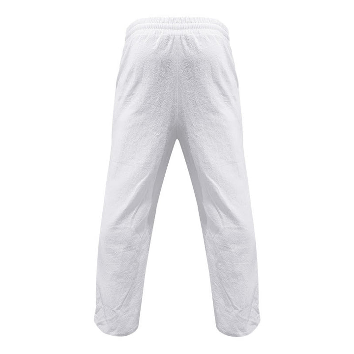 Pantaloni da uomo in cotone casual con bottoni in tinta unita e tasche Buddha Stones - image 7