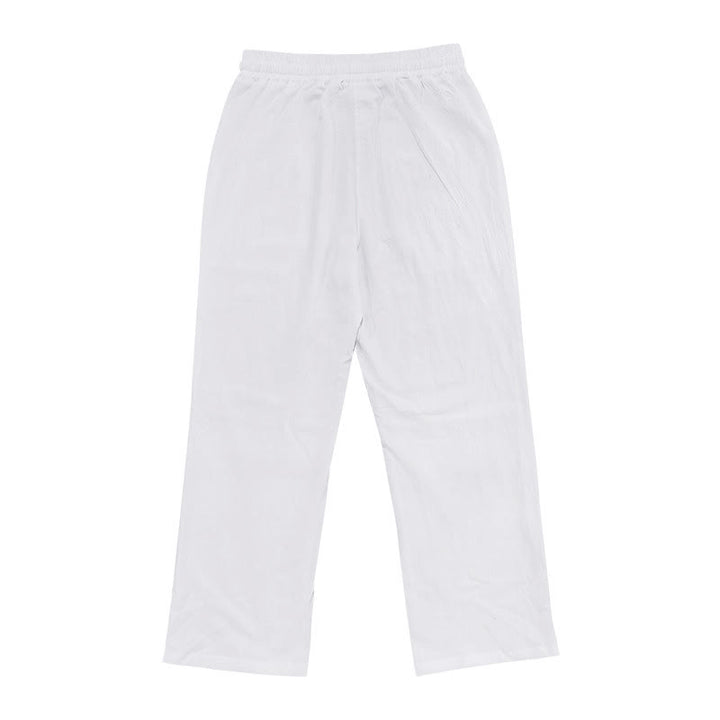 Pantaloni da uomo in cotone casual con bottoni in tinta unita e tasche Buddha Stones - image 3