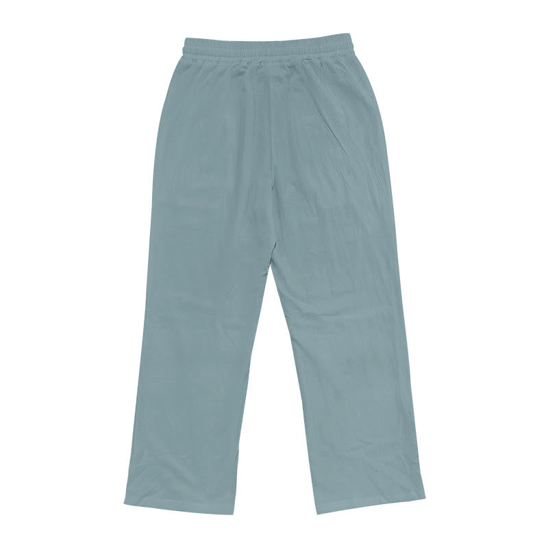 Pantaloni da uomo in cotone casual con bottoni in tinta unita e tasche Buddha Stones - image 19