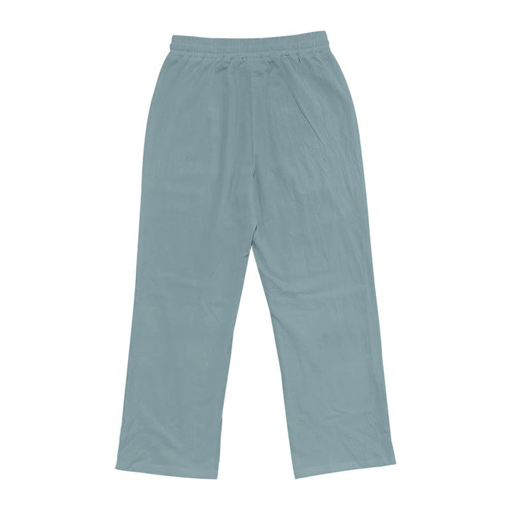 Pantaloni da uomo in cotone casual con bottoni in tinta unita e tasche Buddha Stones - image 19