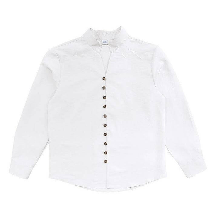 Camicia da uomo a maniche lunghe con bottoni in tinta unita Buddha Stones - image 11