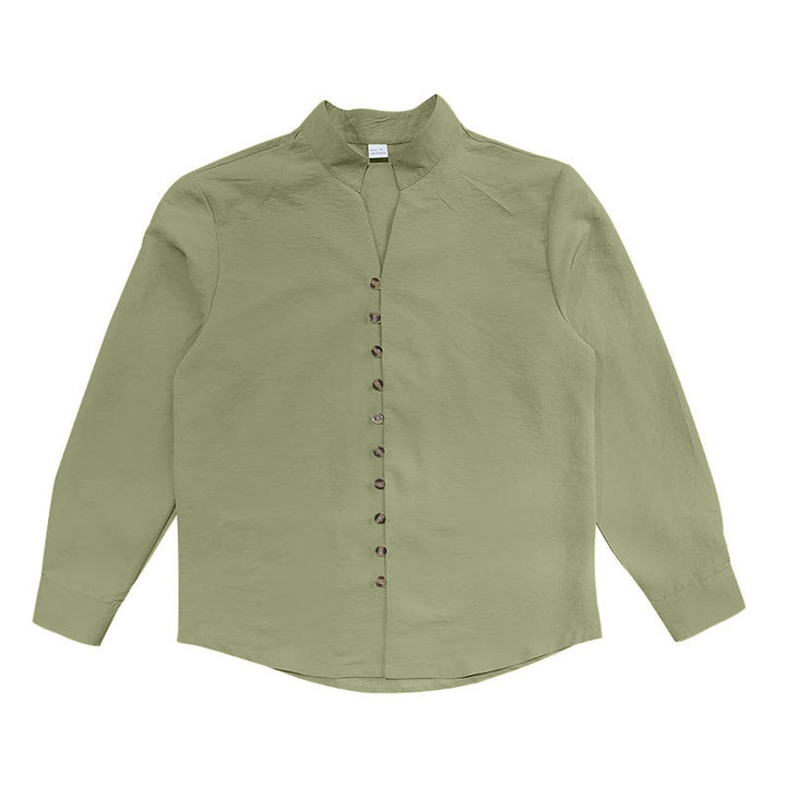 Camicia da uomo a maniche lunghe con bottoni in tinta unita Buddha Stones - image 20