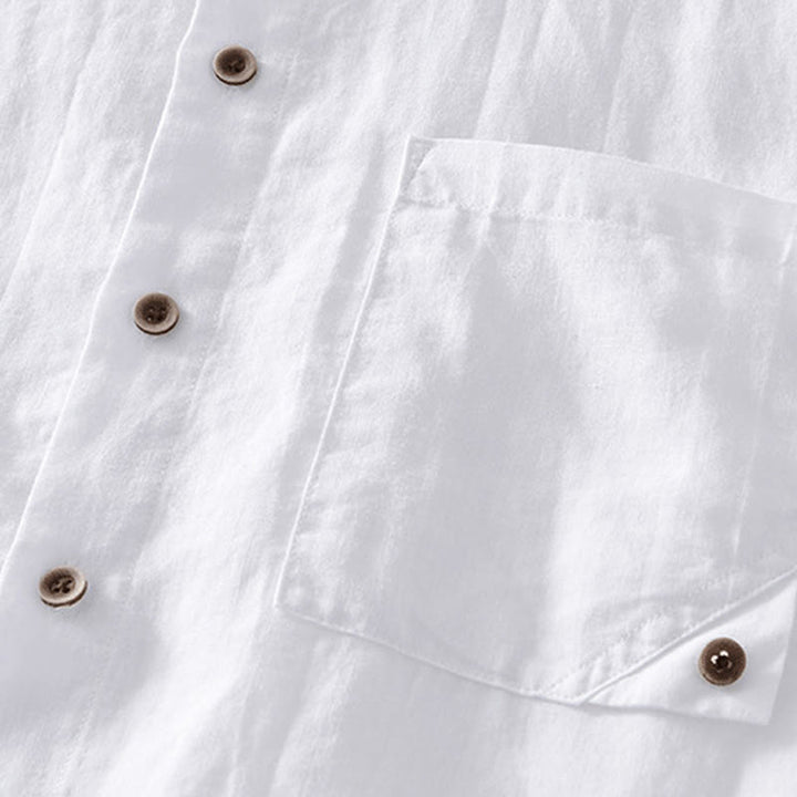 Camicia da uomo in lino e cotone ramiè con maniche corte e bottoni estivi Buddha Stones - image 11