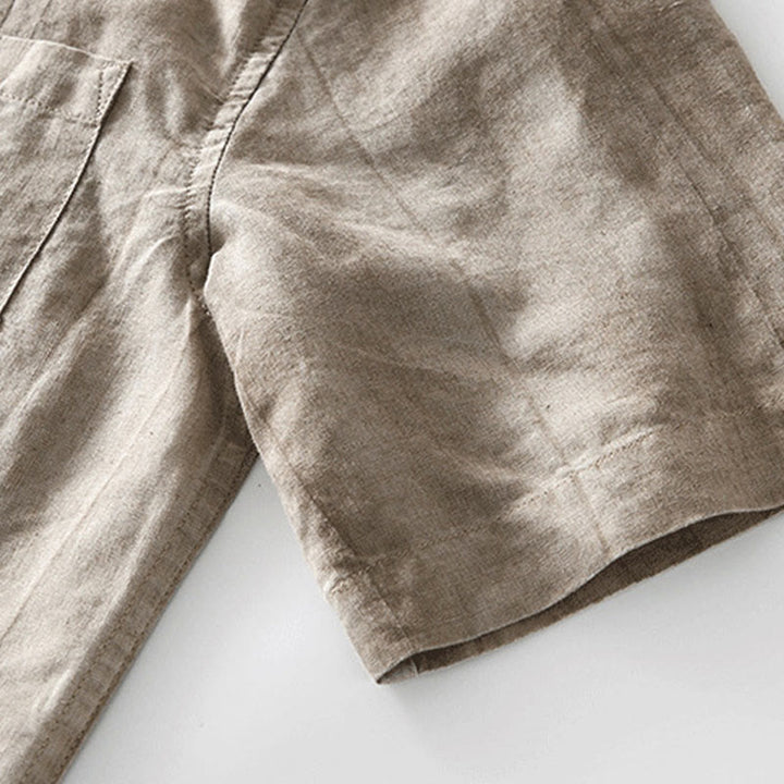 Camicia da uomo in lino e cotone ramiè con maniche corte e bottoni estivi Buddha Stones - image 18