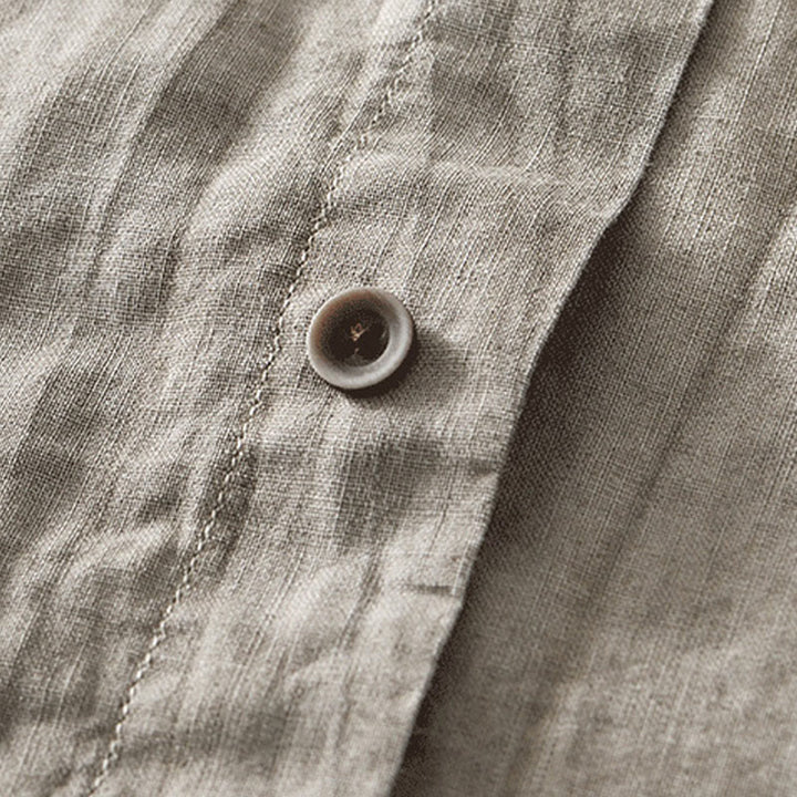 Camicia da uomo in lino e cotone ramiè con maniche corte e bottoni estivi Buddha Stones - image 20