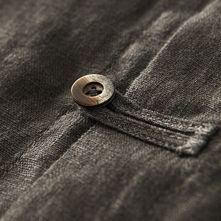 Camicia da uomo in lino con tasche e bottoni, a maniche corte , Buddha Stones - image 26