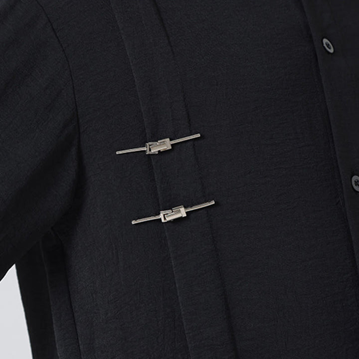 Camicia da uomo in cotone a maniche lunghe con colletto rialzato e bottoni semplici Buddha Stones - image 27
