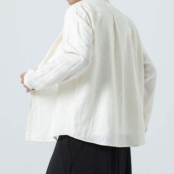 Camicia da uomo in cotone a maniche lunghe con colletto rialzato, stile vintage, motivo Buddha Stones - image 3