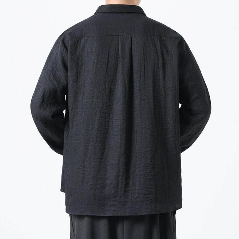 Camicia da uomo in cotone a maniche lunghe con colletto rialzato, stile vintage, motivo Buddha Stones - image 12