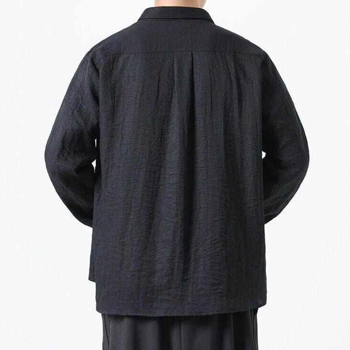 Camicia da uomo in cotone a maniche lunghe con colletto rialzato, stile vintage, motivo Buddha Stones - image 12