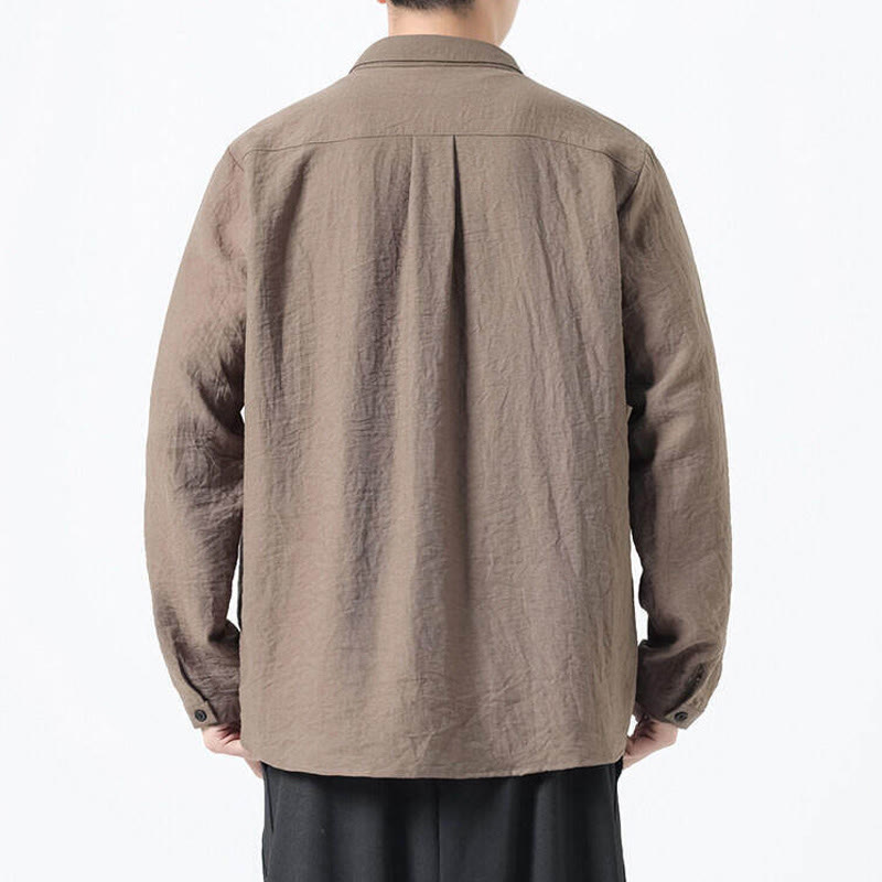 Camicia da uomo in cotone a maniche lunghe con colletto rialzato, stile vintage, motivo Buddha Stones - image 18