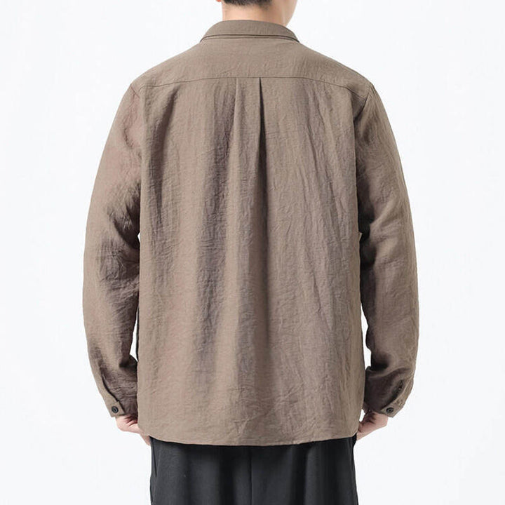 Camicia da uomo in cotone a maniche lunghe con colletto rialzato, stile vintage, motivo Buddha Stones - image 18